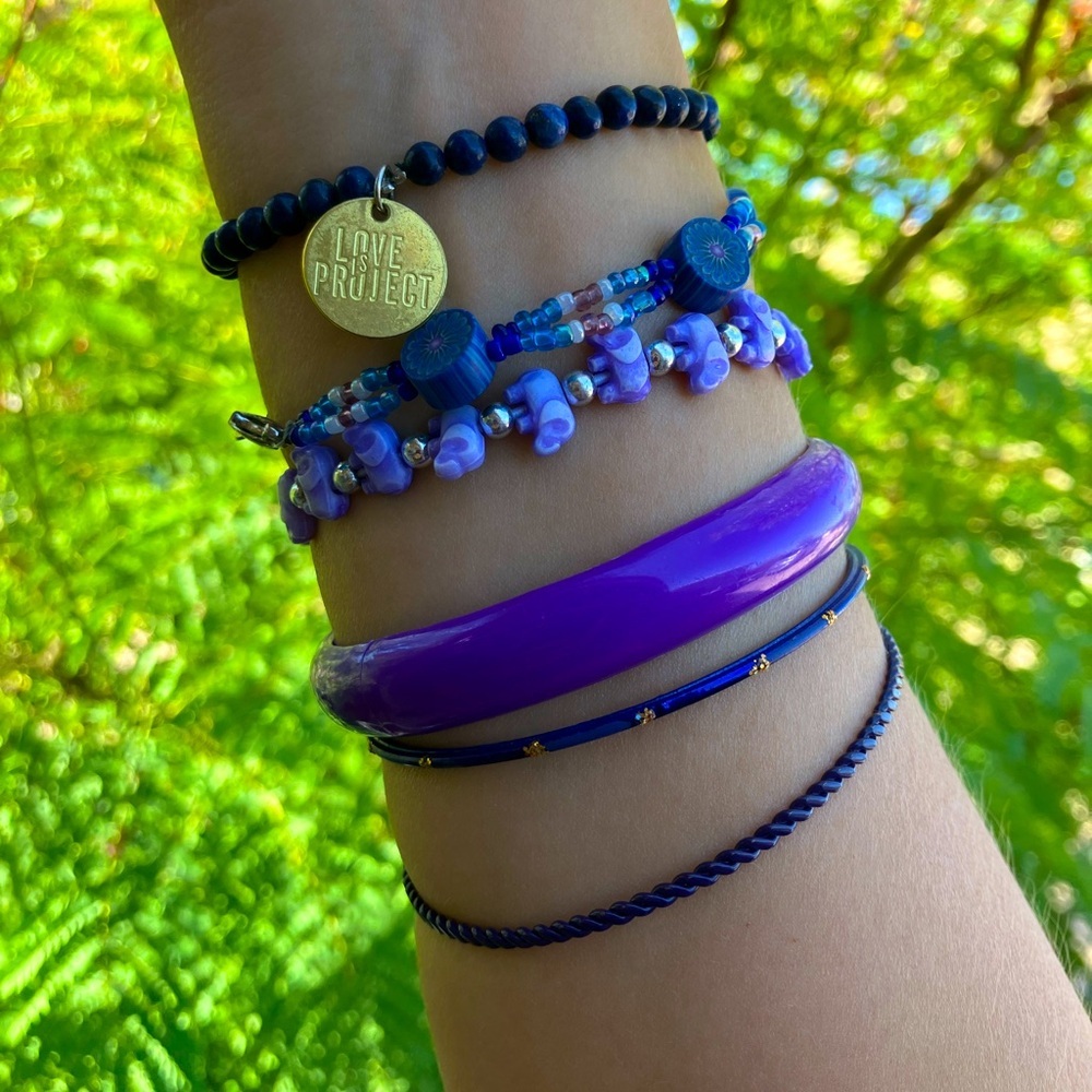 Vibrant Purple Elephants Bracelet Stack of 6 - Picture 2 of 5